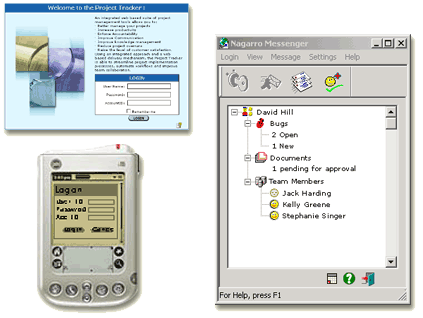 Interface of web-based project management software 2. Handheld project management software 3. Instant messenger project management software